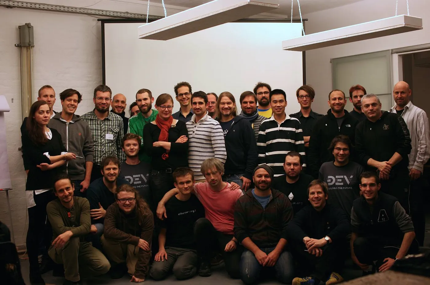 Devcon 0: Vitalik Buterin and Gavin Wood are hugging